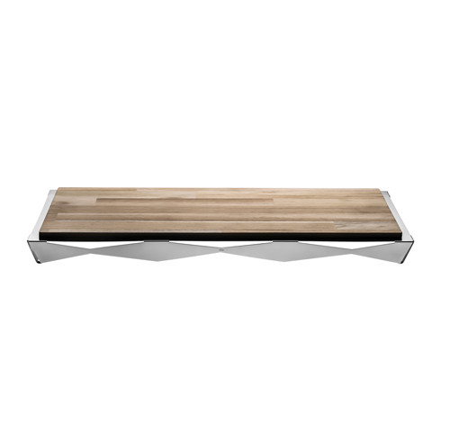 Stainless steel tray with cutting board - Plat acier et bois 30x61